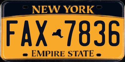 NY license plate FAX7836