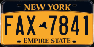 NY license plate FAX7841
