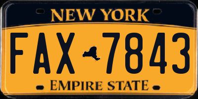 NY license plate FAX7843