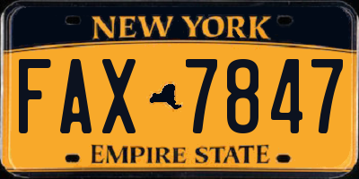 NY license plate FAX7847