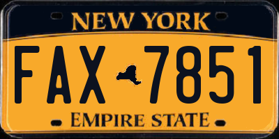 NY license plate FAX7851