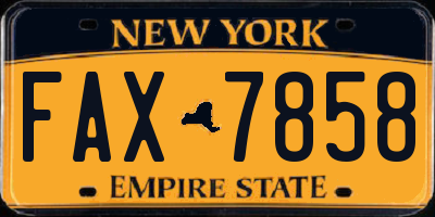 NY license plate FAX7858