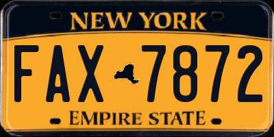 NY license plate FAX7872