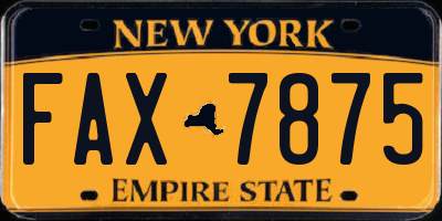 NY license plate FAX7875