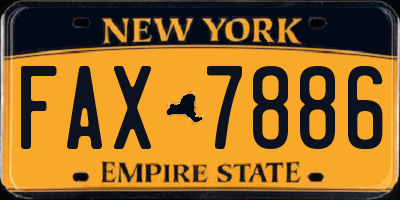 NY license plate FAX7886