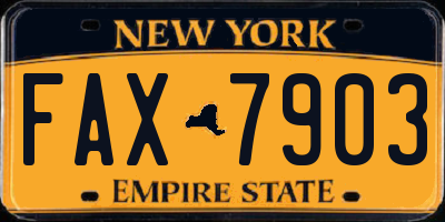 NY license plate FAX7903
