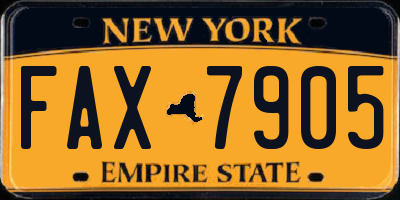 NY license plate FAX7905