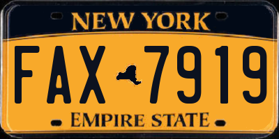 NY license plate FAX7919
