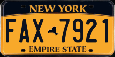 NY license plate FAX7921