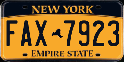 NY license plate FAX7923