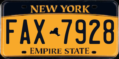 NY license plate FAX7928