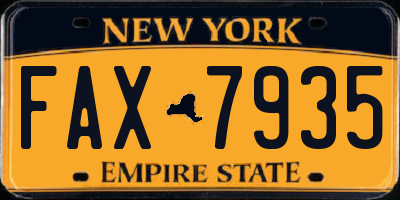 NY license plate FAX7935