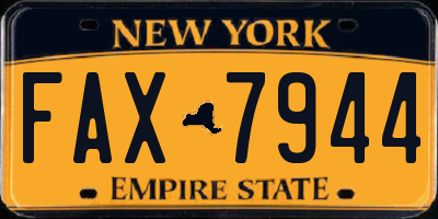 NY license plate FAX7944
