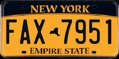 NY license plate FAX7951
