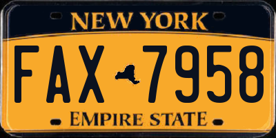 NY license plate FAX7958