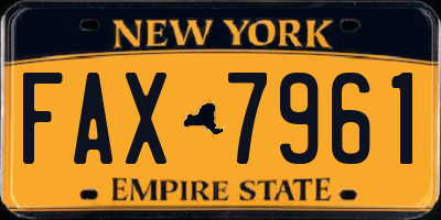 NY license plate FAX7961