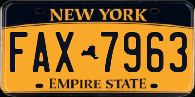 NY license plate FAX7963