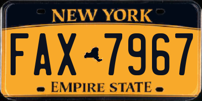 NY license plate FAX7967