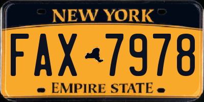 NY license plate FAX7978