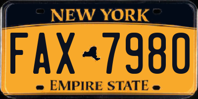 NY license plate FAX7980