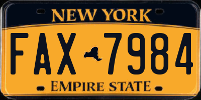 NY license plate FAX7984