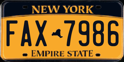 NY license plate FAX7986