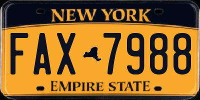 NY license plate FAX7988