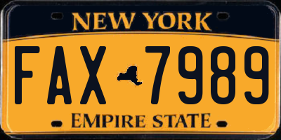 NY license plate FAX7989