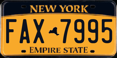 NY license plate FAX7995