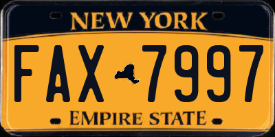 NY license plate FAX7997