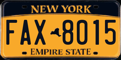 NY license plate FAX8015