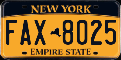 NY license plate FAX8025
