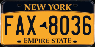 NY license plate FAX8036