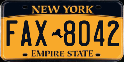 NY license plate FAX8042