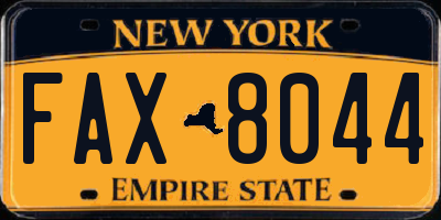 NY license plate FAX8044