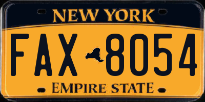NY license plate FAX8054
