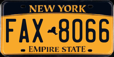 NY license plate FAX8066