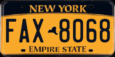 NY license plate FAX8068