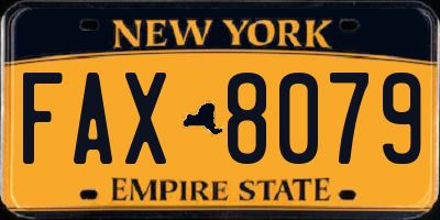 NY license plate FAX8079