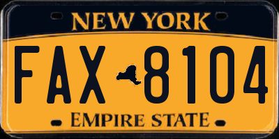 NY license plate FAX8104