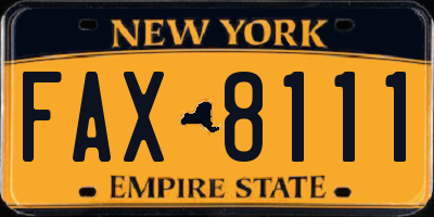 NY license plate FAX8111