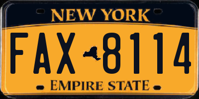 NY license plate FAX8114