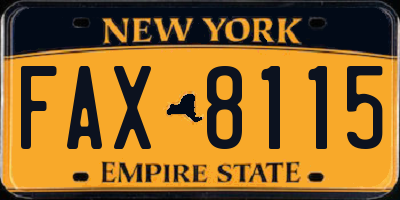 NY license plate FAX8115