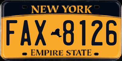 NY license plate FAX8126