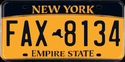 NY license plate FAX8134