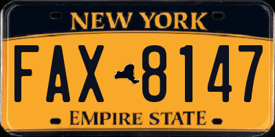 NY license plate FAX8147