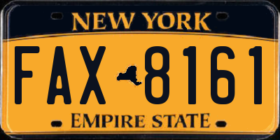 NY license plate FAX8161