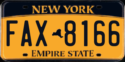 NY license plate FAX8166