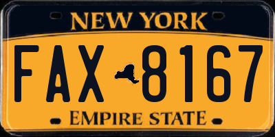 NY license plate FAX8167