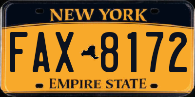 NY license plate FAX8172